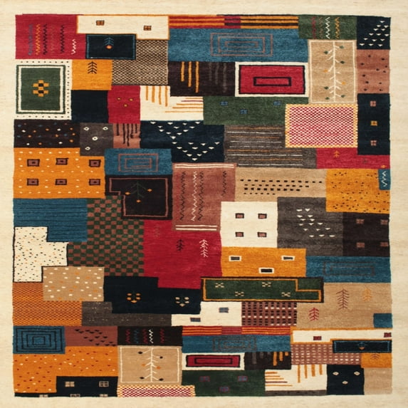 Ahgly Company Machine Washable Indoor Square Contemporary Sand Brown Area Rugs, 8' Square