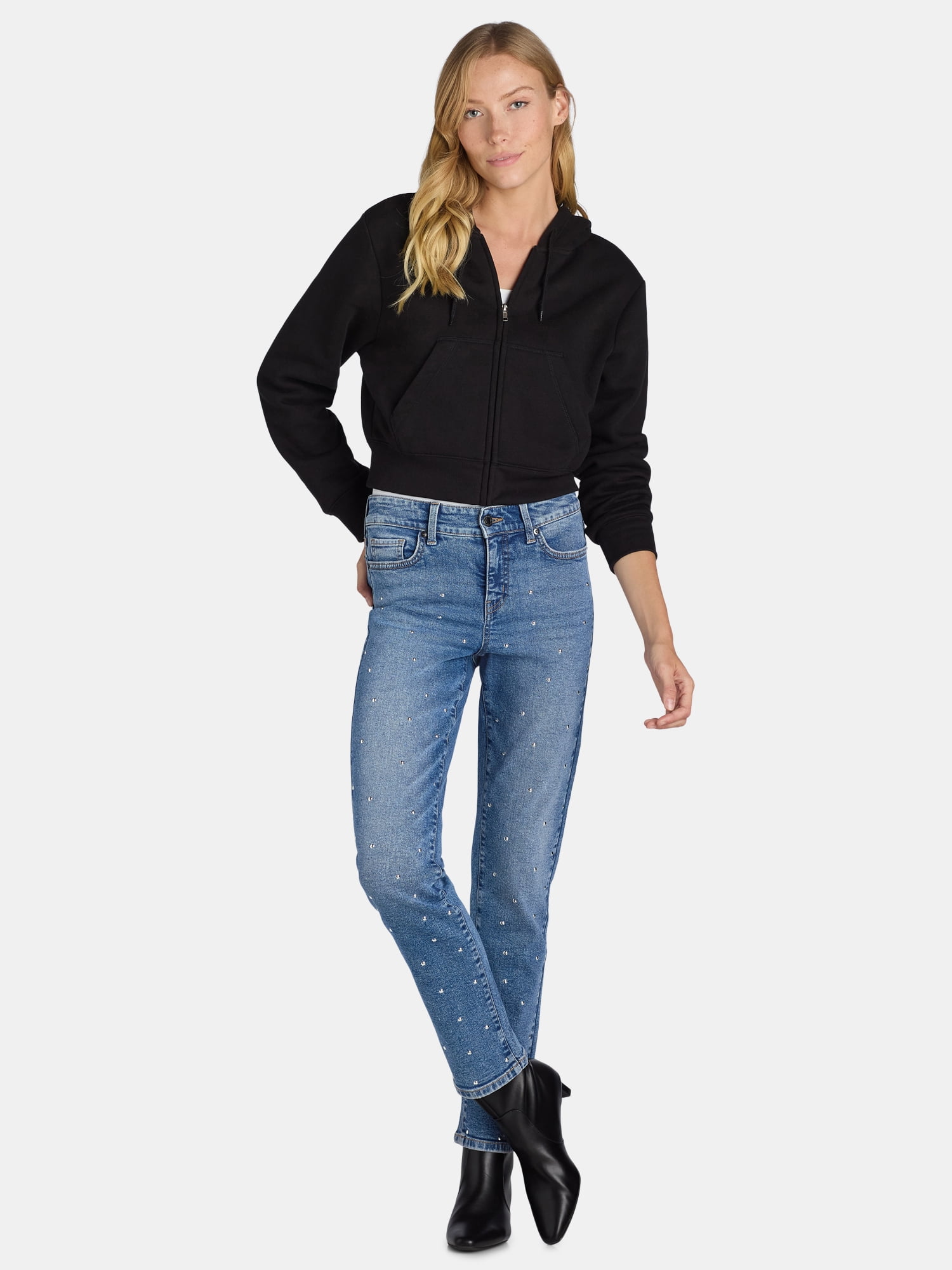 Time and Tru Women's All Over Front Studded Embellishment Time and Tru Women's All Over Front Studded Embellishment
