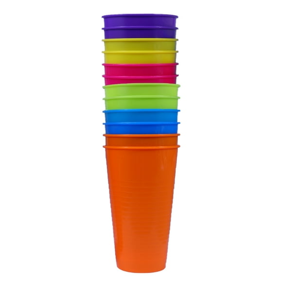 MasteelfCA 12pcs Plastic Drinking Cups Reusable Holiday Party Tableware Beverage Juice Cups Party Supplies (Yellow Red Purple Green Blue and Orange for Each 2pcs)