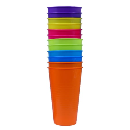 

12pcs Plastic Drinking Cups Reusable Holiday Party Tableware Beverage Juice Cups Party Supplies (Yellow Red Purple Green Blue an