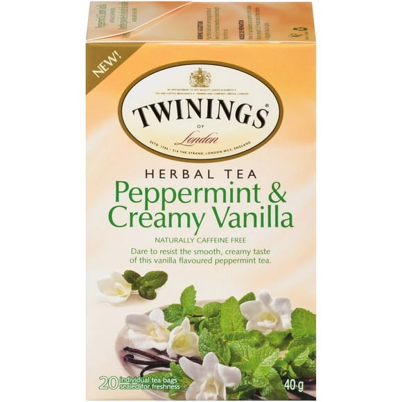Twinings Peppermint And Creamy Vanilla Herbal Tea, Pack of 20 Tea Bags