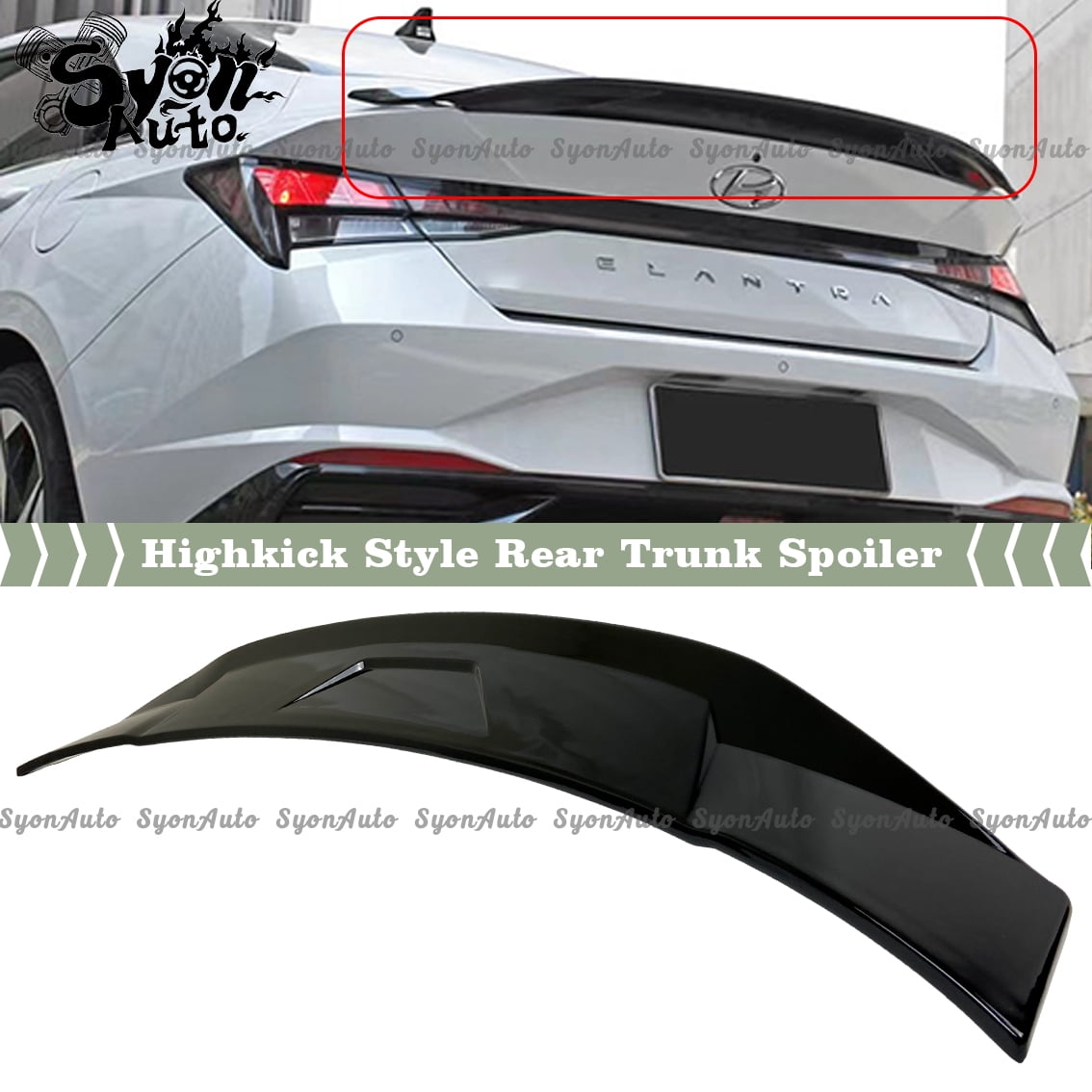 FITS 2021+ HYUNDAI ELANTRA GLOSSY BLACK HIGHKICK STYLE REAR TRUNK ...