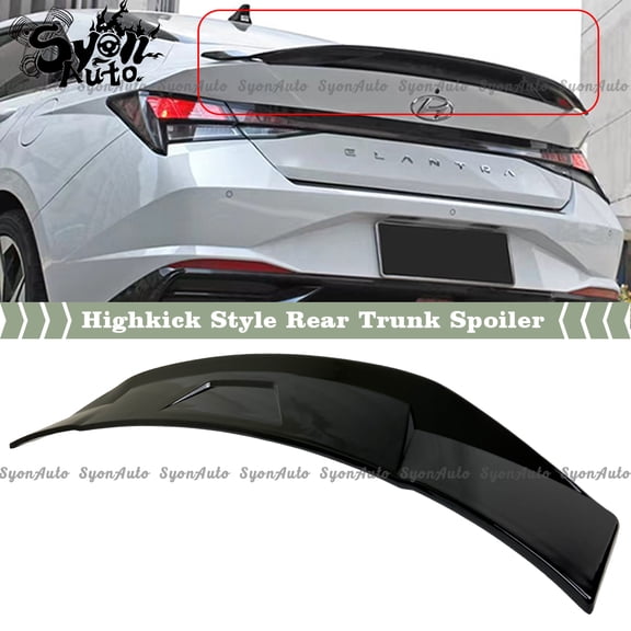 FITS 2021 HYUNDAI ELANTRA GLOSSY BLACK HIGHKICK STYLE REAR TRUNK SPOILER WING