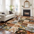 thumbnail image 2 of Area Rug for Living Room, Floral Patchwork Non-Slip Indoor Large Carpet for Bedroom/Dining Room, Vintage Country Geometric Flower Washable Low-Profile Rectangle Floor Runner Rugs - 6 x 9 Ft, 2 of 8