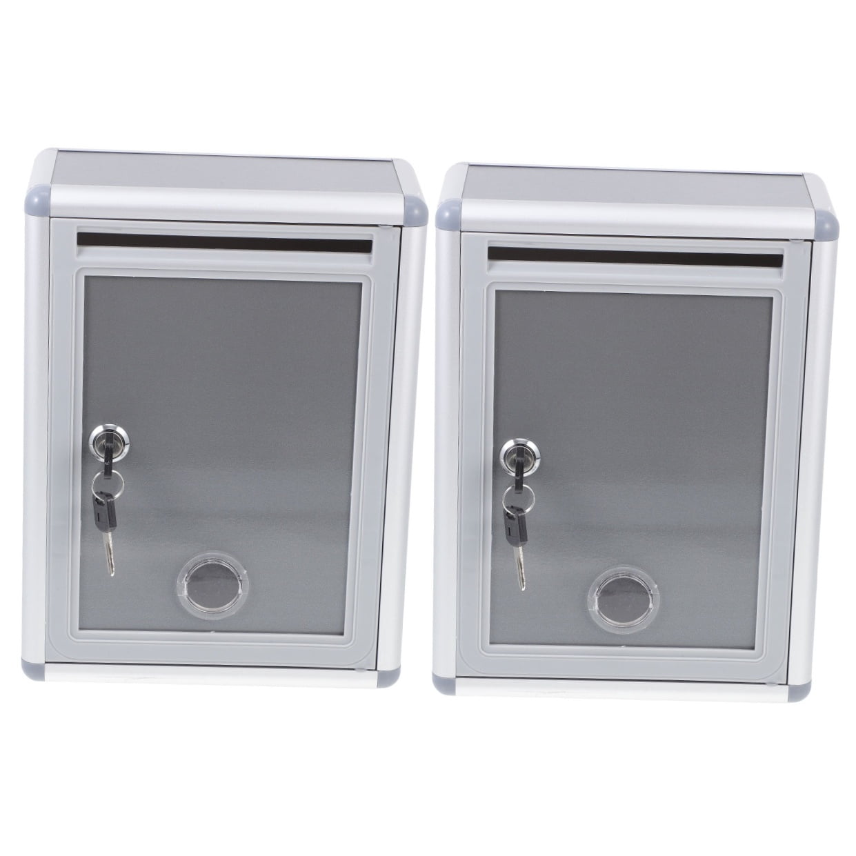 HOMEMAXS  Set of 2 Locking Mailbox Post Tin Suggestion Standing Travel Staff Silver