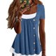 thumbnail image 3 of Camiseta 2 en 1 Ticfox blusa plisada con botones delanteros ajuste holgado Azul XXL, 3 of 5
