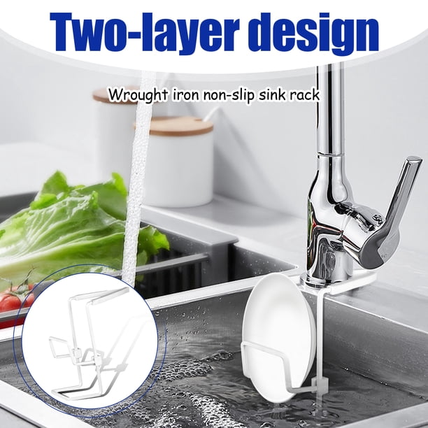 Wosthever Organizador para fregadero de cocina que ahorra espacio para un almacenamiento eficiente, organizador para fregadero colgante para Blanco