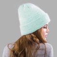thumbnail image 3 of 2020 nuevo sombrero de invierno tejido de a grueso cálido señoras lana Angora sombrero femenino Verde jinwen gorro de punto de mujer, 3 of 8