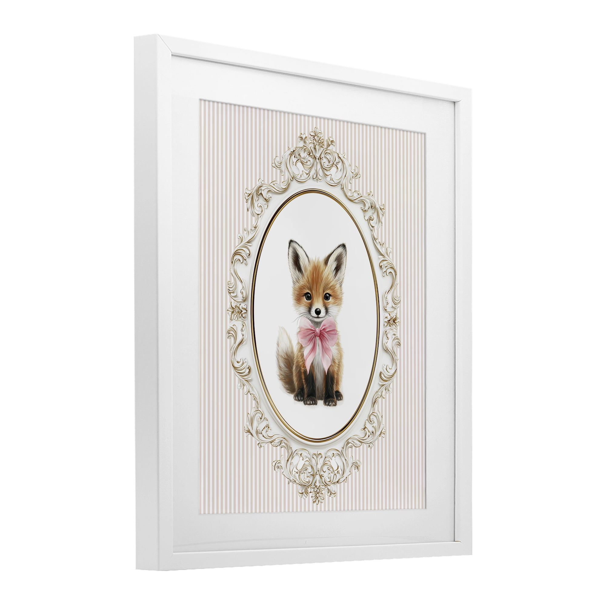 Stupell Industries Vintage Baby Fox White Framed Print Under Glass, design by Christine Simpson Art