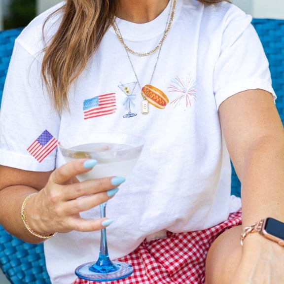 4th of July Tee, American Flag Hot Dog Fireworks Shirt, Drink Cookout T-Shirt, Red White Blue Patriotic Summer Top, Unisex Cotton T-Shirt, Size S-3XL