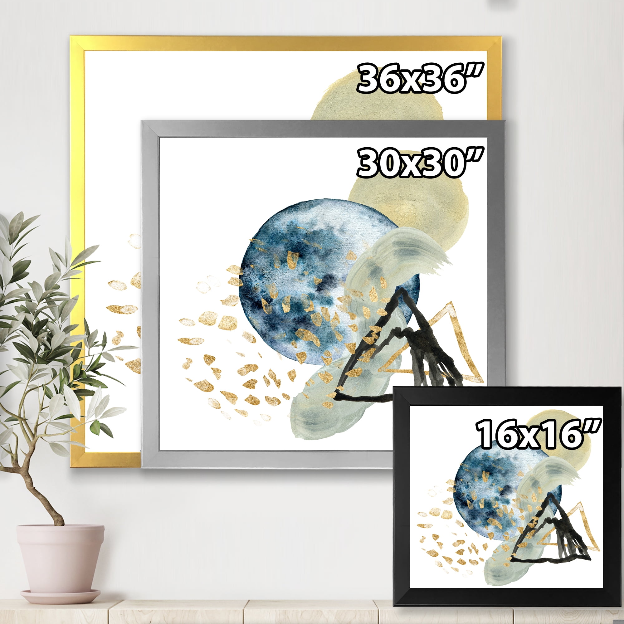 Designart 'Minimalistic Landscape of Moon With Mountains II' Modern Framed Art Print
