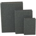 thumbnail image 6 of DecMode Textured Faux Book Storage Dark Gray Linen Fabric Decorative Box with Gold Page Detailing, 3 Count, 6 of 13