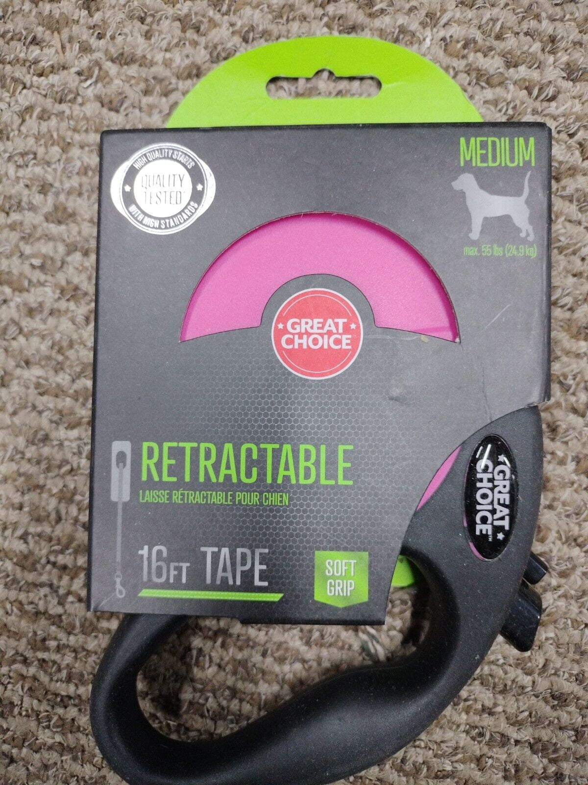 Great Choice Retractable 16 ft Tape Dog Leash Pink Size Medium