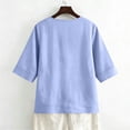 thumbnail image 5 of Linen Tops for Women Summer Work Shirts Trendy Button Down V Neck Boho Clothes Spring Tops for Women 2026 Light Blue L, 5 of 6