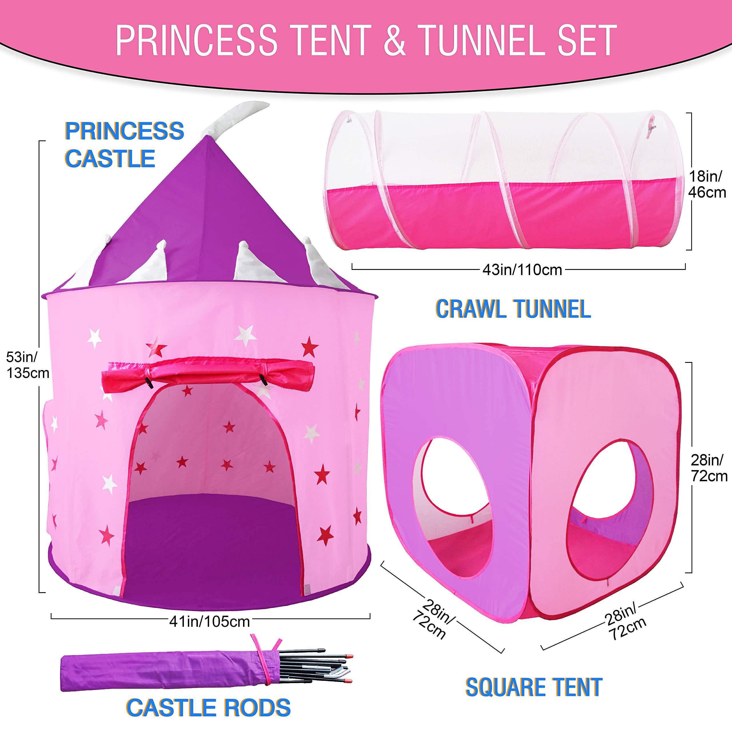 Gift Girls Princess Tent With Tunnel Kids Castle Playhouse & Dress up Pop 2 for sale online 