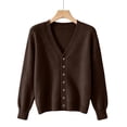 thumbnail image 3 of cocolona Womens Cardigan Sweater V Neck Long Sleeve Button Cozy Sweater Solid Color Casual LightWeight knit Cardigan, 3 of 5