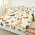 thumbnail image 3 of Castle Fairy Teens Gingerbread Man 4 Pieces Queen Sheet Sets,Xmas Deer Ultra Soft Flat Sheet,Happy New Year Queen Fitted Sheet,Microfiber Bedroom Decor, 3 of 7