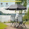 thumbnail image 5 of YEXJ Folding Double Camping Chair w/Umbrella Beverage Holder Carrying Bag Cooler Fold Up Table, Large Bearing Capacity for Beach Patio Pool Park Outdoor,Grey, 5 of 8