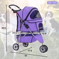 thumbnail image 7 of CL.HPAHKL Folding Dog Stroller, Pet Stroller for Small Medium Dogs & Cats, 3 Wheels Dog Stroller Travel Carrier with Storage Basket & Cup Holder,Purple, 7 of 7