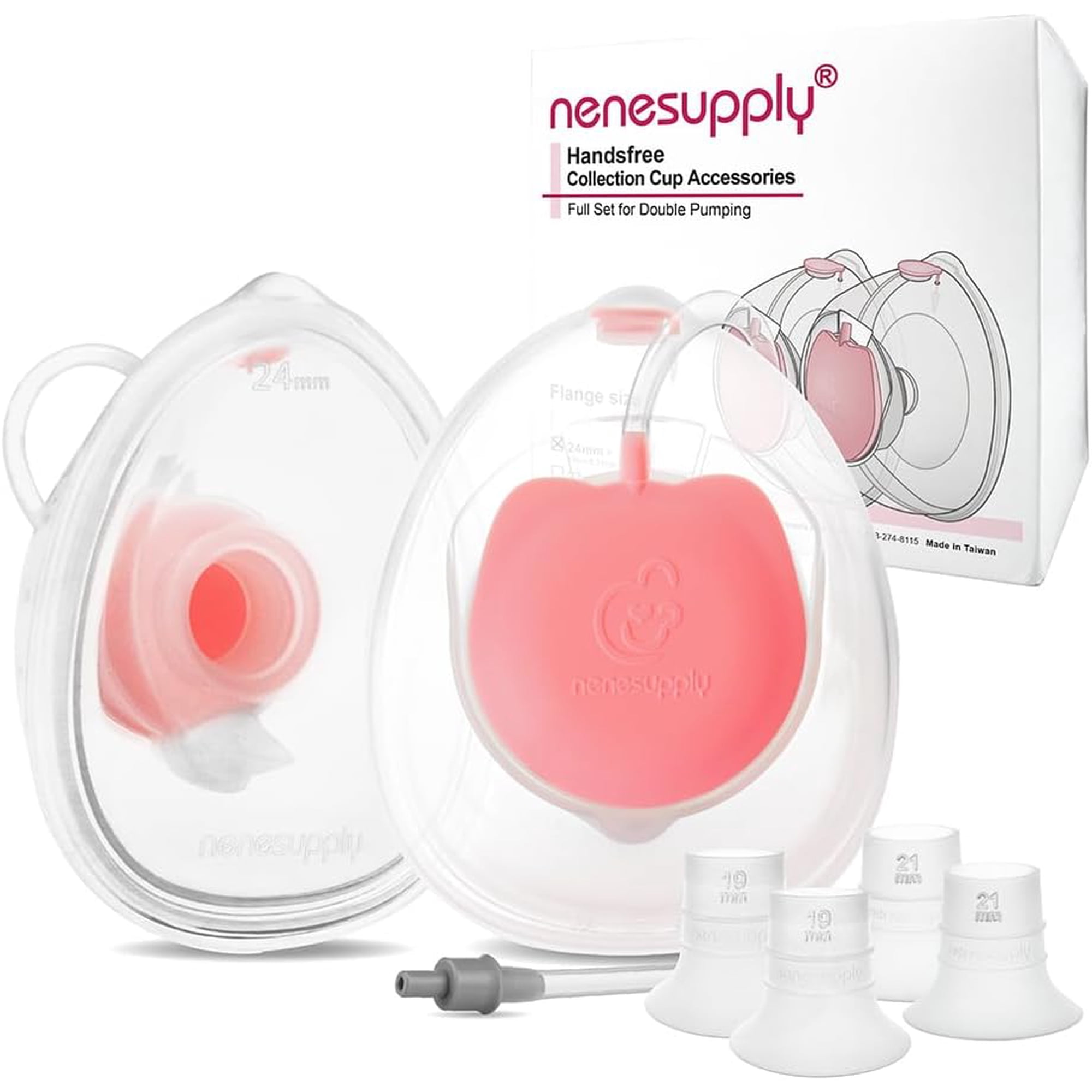 Nenesupply Handsfree Wearable Breastmilk Collection Cups Compatible with Elvie Stride Stride 2 Breast Pumps. 24mm Silicone Flanges Pump Parts Accessories 19mm 21mm inserts