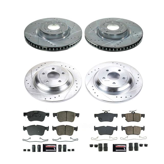 PowerStop Front and Rear Z23 Evolution Sport Carbon-Fiber Ceramic Brake Pad and Drilled & Slotted Rotor Kit Fits: FORD LINCOLN Select Models K8644