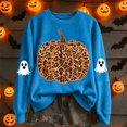 thumbnail image 2 of Bainana Women'S Halloween Sweatshirts Leopard Pumpkin Graphic Pullover Shirt Trendy Theme Party Sweatshirts Blue XL, 2 of 4