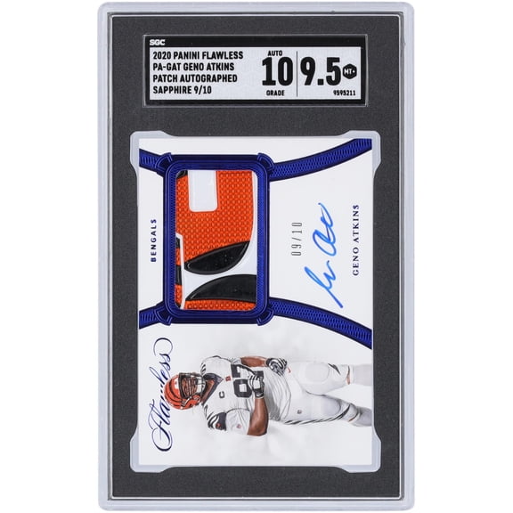 Geno Atkins Cincinnati Bengals Autographed 2020 Panini Flawless Logo Relic #PA-GAT #9/10 SGC Authenticated 9.5/10 Card - Fanatics Authentic Certified