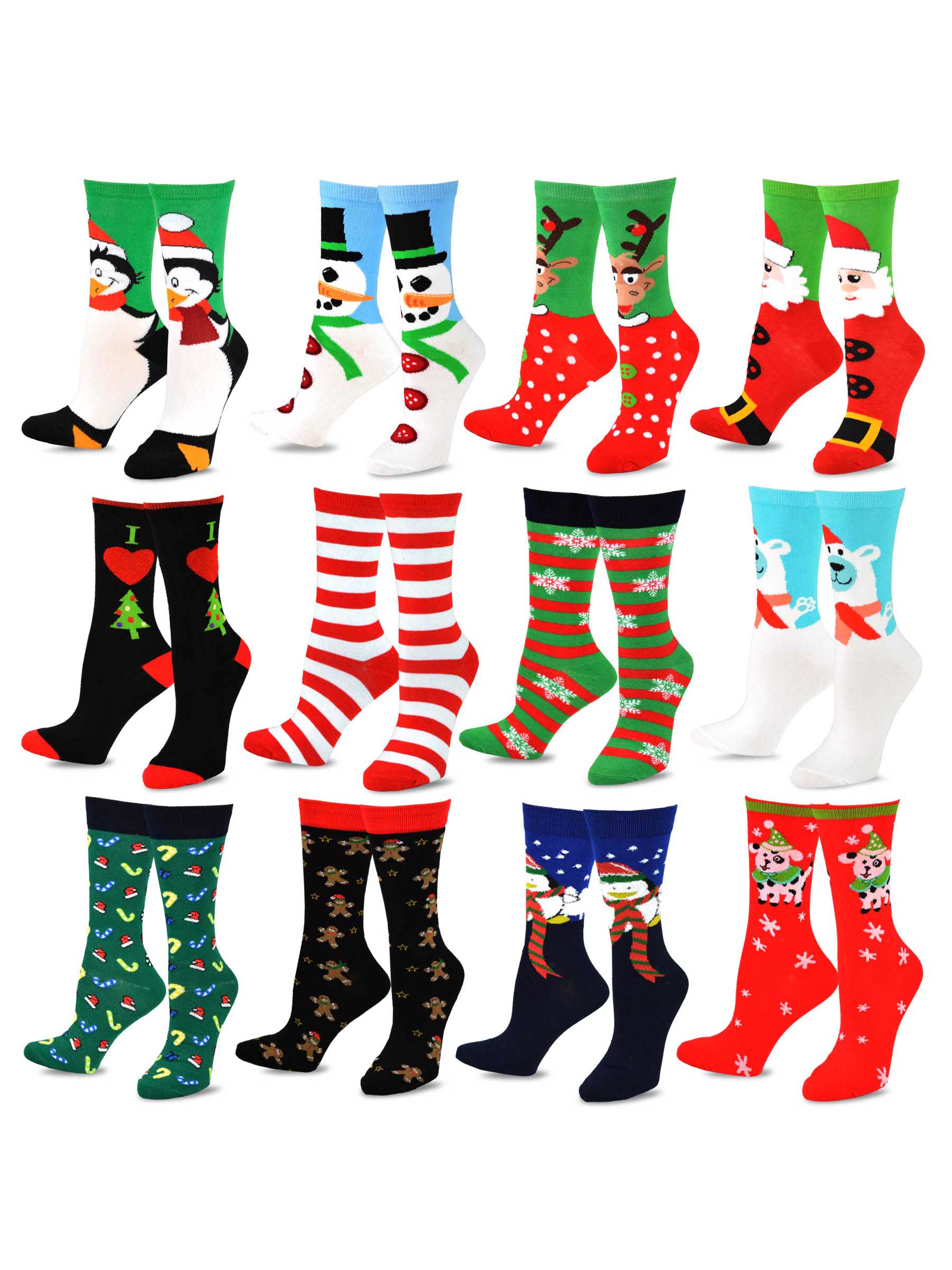 Teehee Socks Christmas Holiday 12 Pack Gift For Women Teehee Socks Christmas Holiday 12 Pack Gift For Women With Box