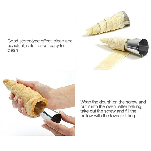 12Pcs Cream Horn Molds Stainless Steel Roll Horn Conical Pastry Forms Croissant DIY Baking Cones Mold