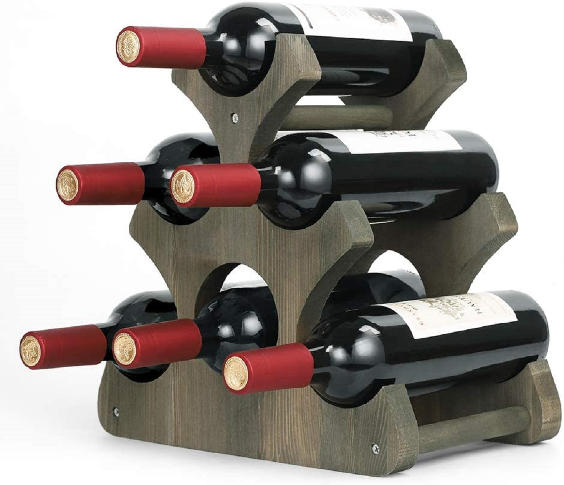 Rustic Wood Countertop Wine Rack 6 Bottles Family bar Can store wine rack US-W 