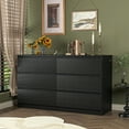 thumbnail image 2 of YYAo Black Chest of Drawer, 6 Double Drawer Dresser for Bedroom, Modern Storage Cabinet for Living Room, Dresser, 2 of 7