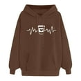 thumbnail image 5 of Halloween Sweatshirts for Women Fall Comfy Hooded Long Sleeve Bell One Shoulder Hoody Heart Print Leisure Cotton Hoodie Hoodies(Coffee,XL), 5 of 5