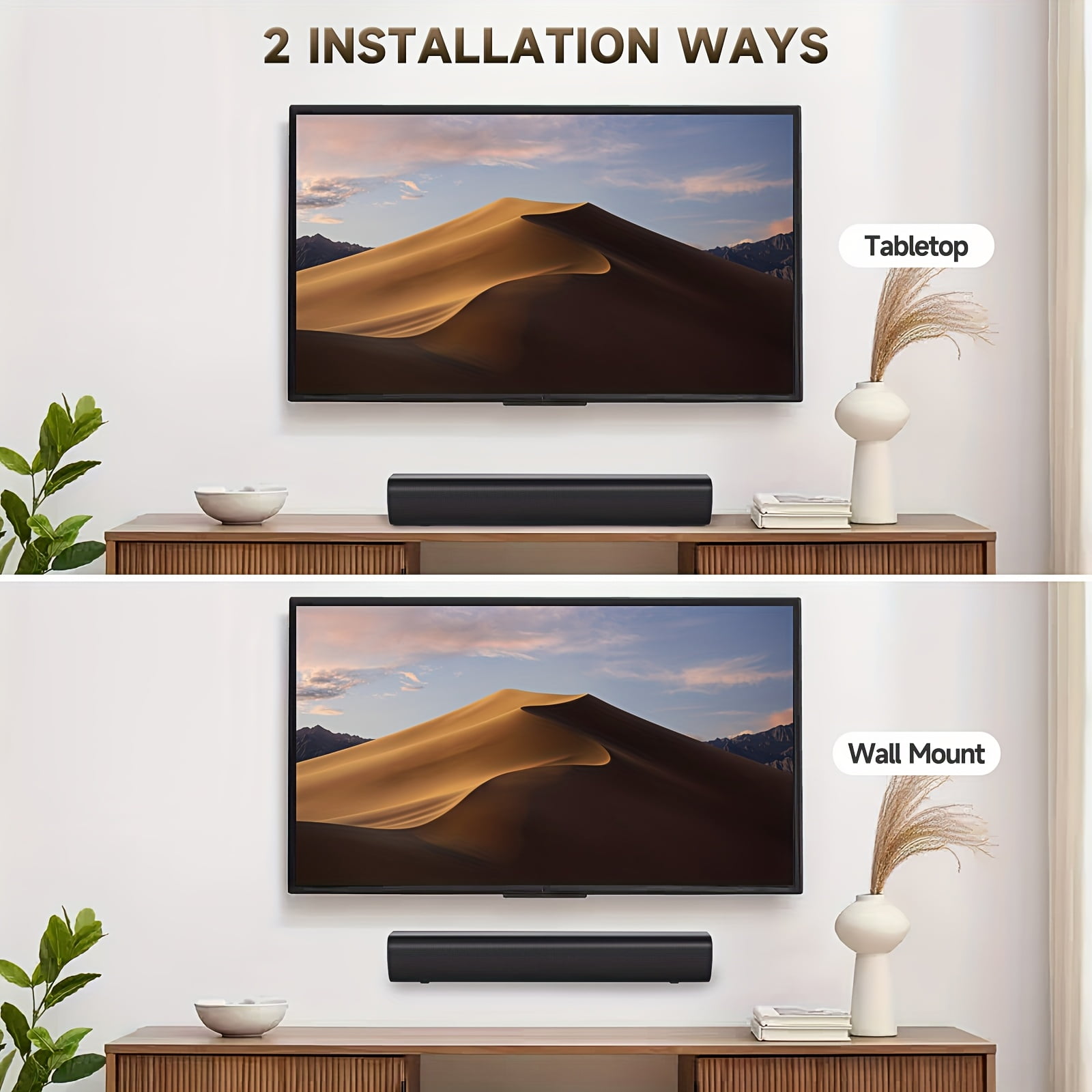 2.1 Channel TV Soundbar with Subwoofer, Wireless Stereo Home Audio Speaker for Smart TV, Wall-Mountable Design with Remote Control
