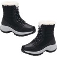 thumbnail image 2 of Women‘s Snow Boots Sports Shoes Plush Winter Warm Faux Fur Anti Slip Lace Up Ankle Slip On Waterproof Outdoor Booties, 2 of 9