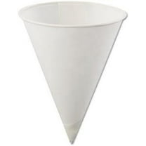 Rolled Rim, Poly Bagged Paper Cone Cups, 4oz, White, 5000/Carton