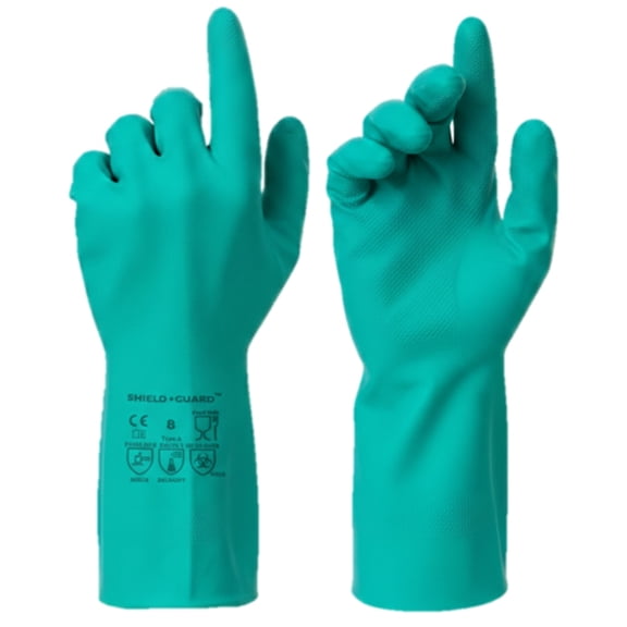 SSBM Diamond Textured Green Nitrile Safety Gloves 144 Pairs Small 11 Mil Thick Reusable for Janitorial, Agricultural and Food processing tasks
