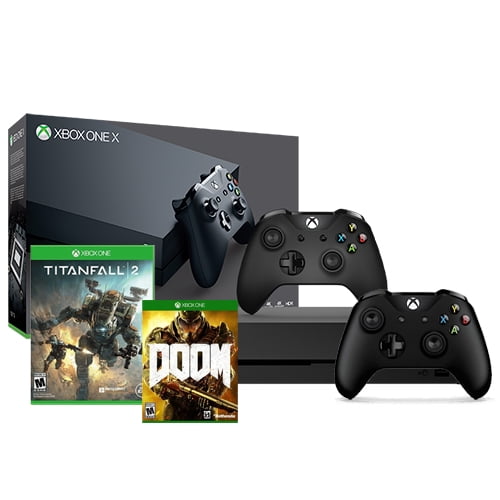 Xbox One X 1tb Console With Xbox Black Wireless Controller And Titanfall 2 Plus Doom Walmart Com Walmart Com