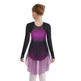 thumbnail image 5 of Sholeno Girls Gradient Color Figure Skating Dress Rhinestone Shiny Mesh Long Sleeve Dance Dresses Purple 6, 5 of 6