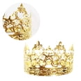 thumbnail image 3 of 1PC Kids Crown Hollow Iron Iron Patterned Crown Cake Decoration para Fiesta Cumpleaños Suministros (Patrón General, Dorado), 3 of 5