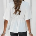 thumbnail image 3 of Shirt for Women 2024 Summer Casual Short Sleeve Top Solid Color Lace-Up Cinch Waist Dressy Shirts, 3 of 7