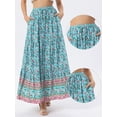 thumbnail image 2 of DARING DIVA Women's Boho Flare Floral Skirt Small Turquoise Blue, 2 of 6