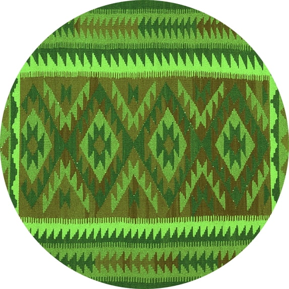 Ahgly Company Indoor Round Oriental Green Traditional Area Rugs, 4' Round