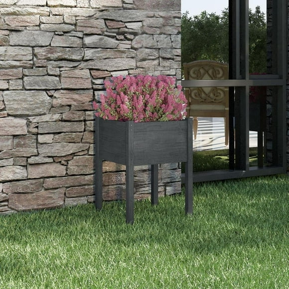 Jardinera VidaXL de madera maciza gris de pino 50 x 50 x 70 cm