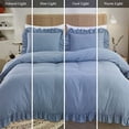 thumbnail image 5 of White Ruffled Duvet Cover Twin, 2PCS Soft Washed Microfiber Vintage French Country Duvet Cover Set for Kids Girls, White, 68x90 in, 5 of 9