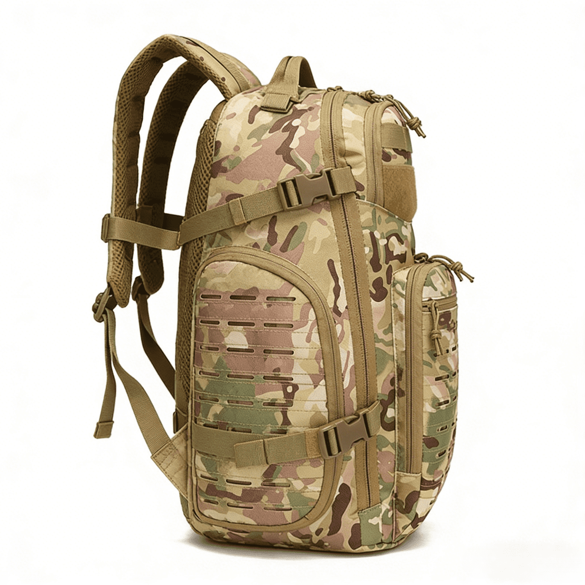 15.6 Inch Laptop Backpack - Large Capacity Outdoor Rucksack with MOLLE Webbing, Compass, Flag Patch, Survival Whistle,TYPE-C Outdoor Fire Starter (Hiking Camping Daily Commute)