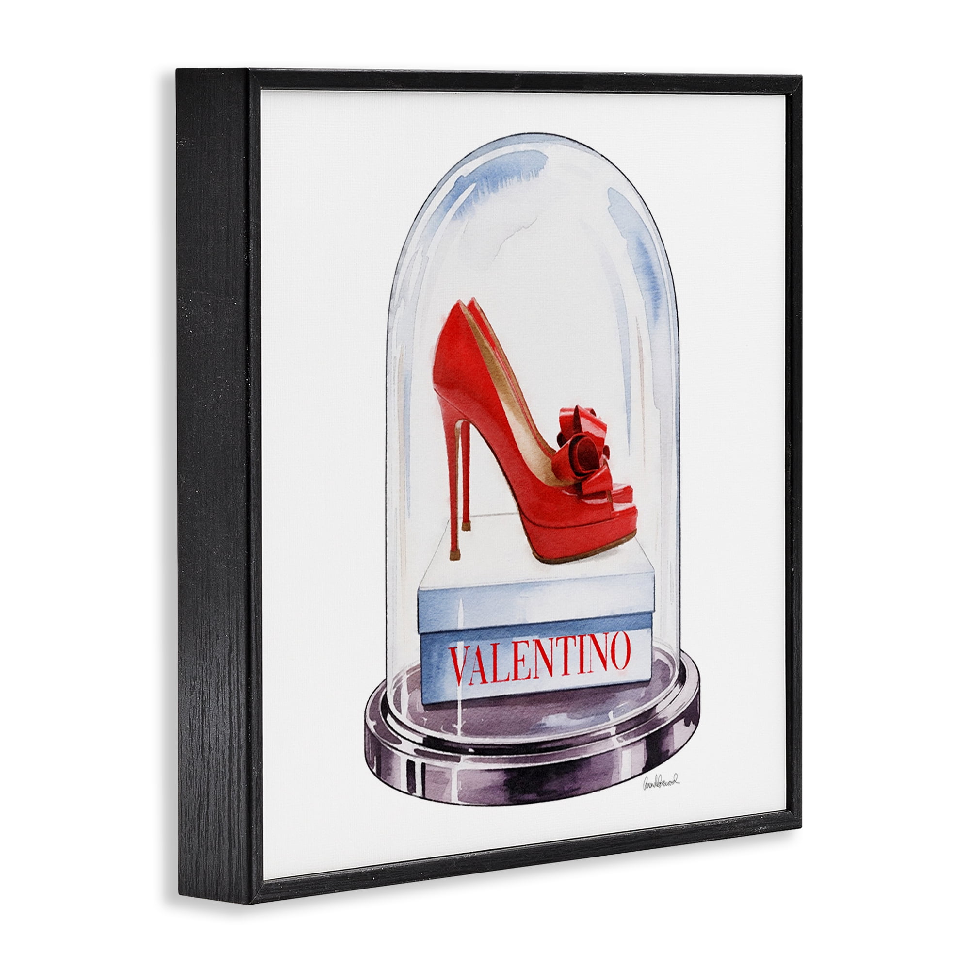 Stupell Industries Red Heels in Bell Jar Black Framed Giclee Art, design by Amanda Greenwood
