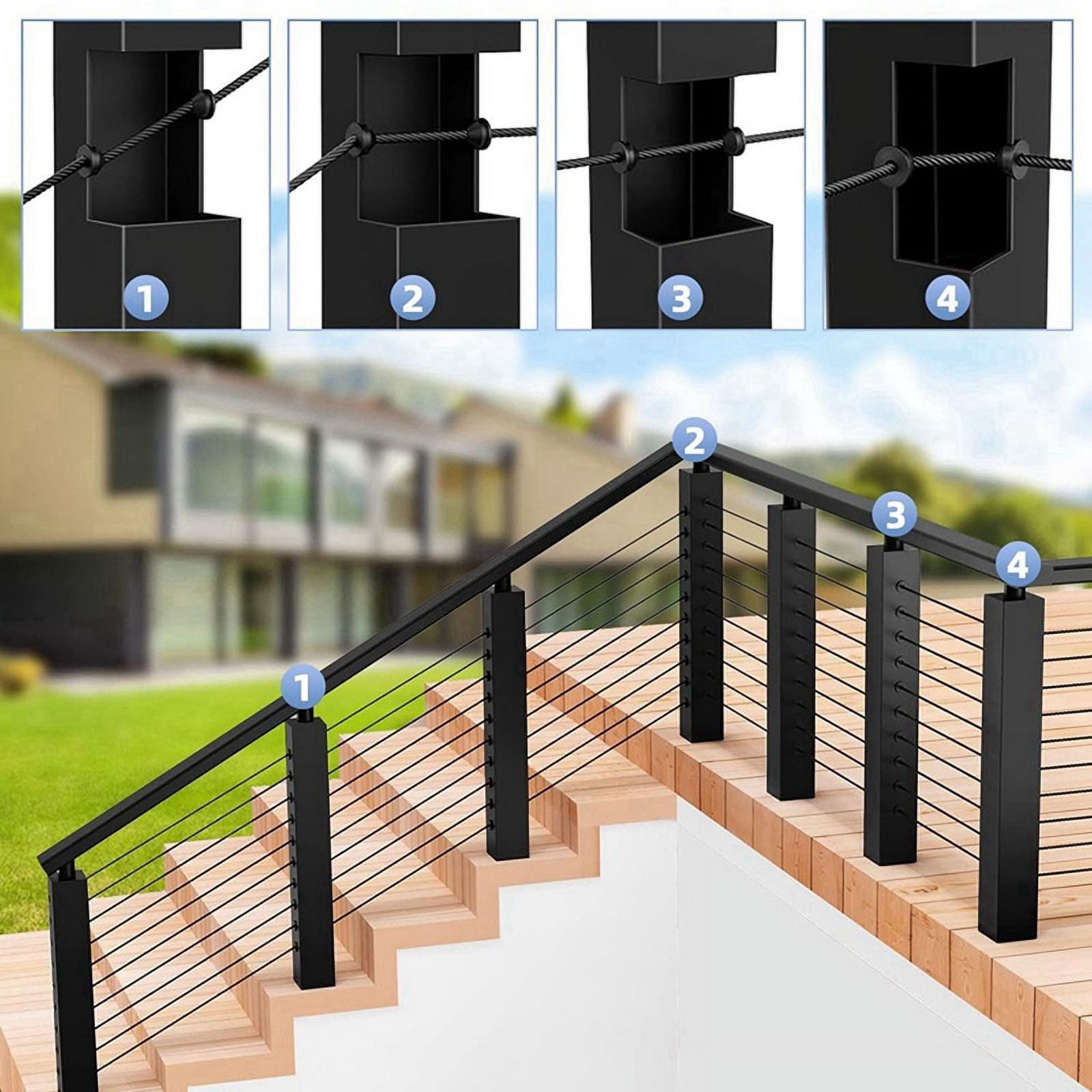 300PCS Cable Railing Rubber Grommets for 1/8Inch 5/32Inch 3/16Inch Cable for Metal Cable Railing Posts,Cable Railing Kit
