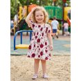 thumbnail image 6 of BemeyourBBs Kids Toddler Baby Girl Summer Smocked Dress Cute Little Girl Sundress Short Sleeve Square Neck Pleated Flower Print Casual Princess Party Dress Clothes, 6 of 9