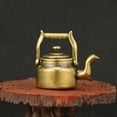 thumbnail image 4 of ColoMX Ornamentos de tetera de latón figura hervidor de té en miniatura para decoración de la oficina en casa adorno de escritorio, 4 of 8