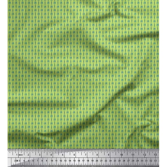 Soimoi Cotton Poplin Fabric Dot & Spiral Shirting Printed Fabric 1 Yard 42 Inch Wide